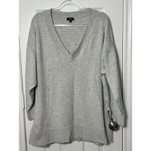 Express Women’s Gray V-Neck Sweater Size XL Oversized